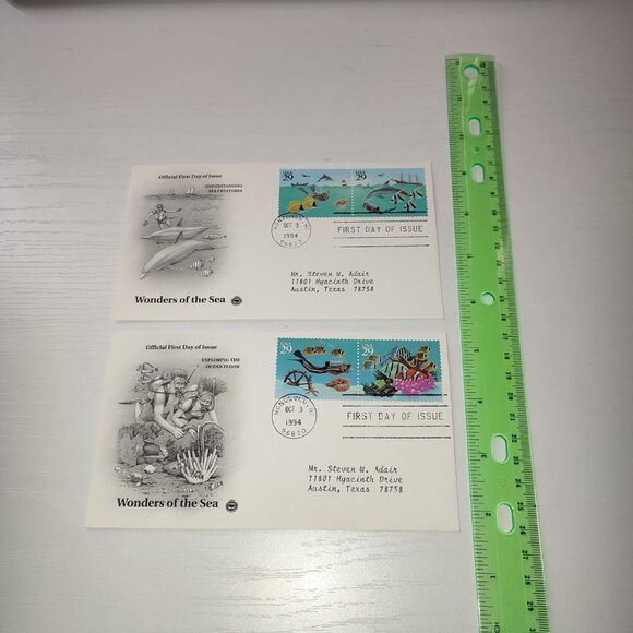 Set 2 FDC Wonders of the Sea Marine Life Fauna Nature USA 1992 Vintage Covers - Picture 2 of 6